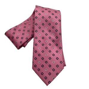 Eagle Shirtmakers Men's Pink Geometric Silk Tie